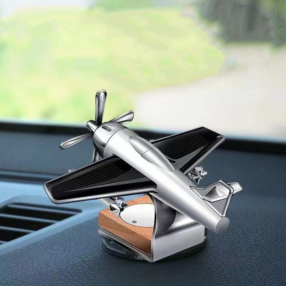 Solar-powered airplane-themed mini car air freshener for adding fragrance and style to your car