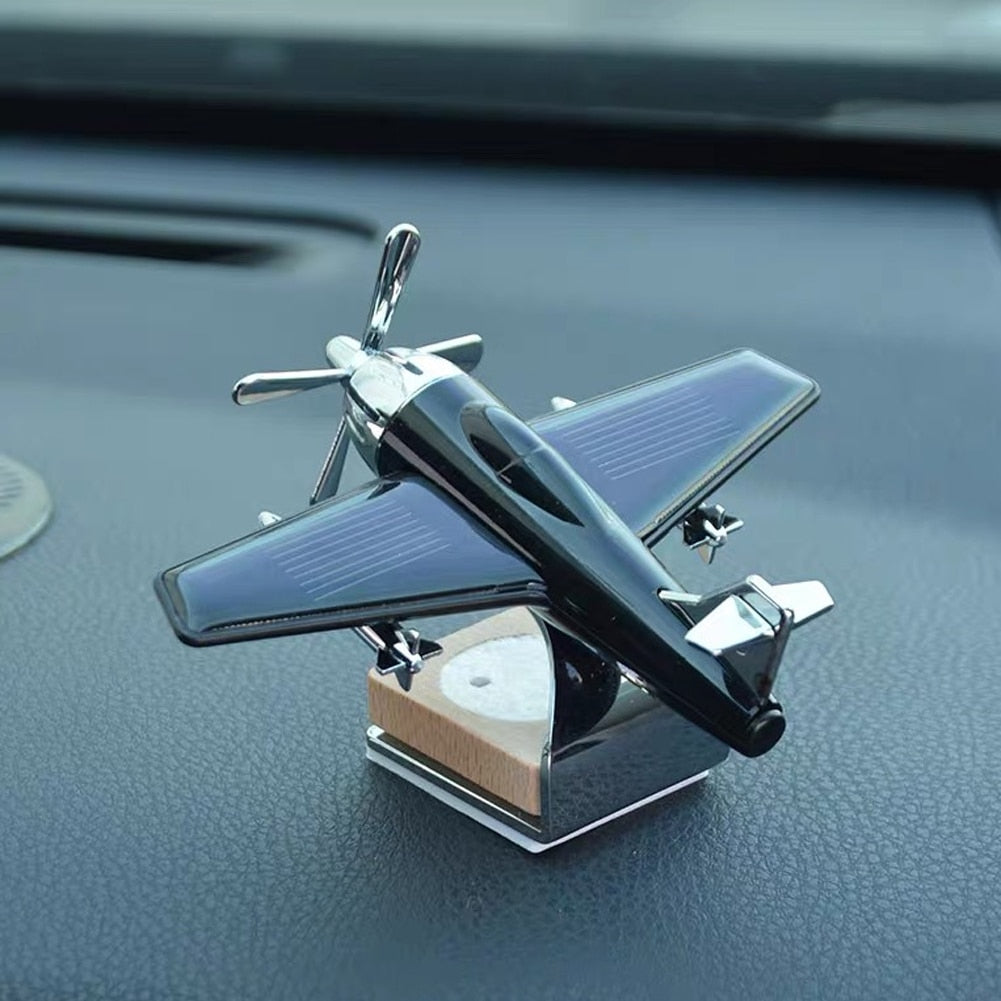 Solar-powered airplane-themed mini car air freshener for adding fragrance and style to your car